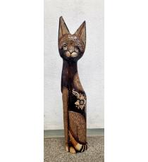 Dřevěná socha kočka, 60 cm MIX dekorů