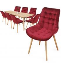 MIADOMODO Sada prošívaných jídelních židlí, červená 8 ks