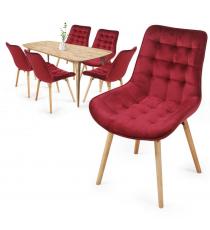MIADOMODO Sada prošívaných jídelních židlí, červená 6 ks