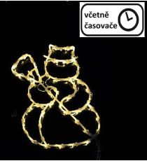 Vánoční dekorace na okno - 50 LED, sněhulák