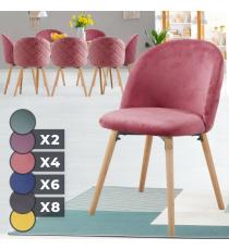 Miadomodo Sada jídelních židlí sametové, růžová, 8 kusů