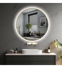 IREDA Koupelnové zrcadlo s LED osvětlením, zlatý rám, 60 cm