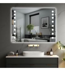 IREDA koupelnové LED zrcadlo, funkce odmlžování, 80 x 60 cm