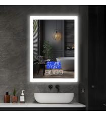 IREDA Koupelnové zrcadlo s osvětlením, 80x60cm, reproduktor