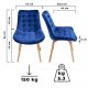 MIADOMODO Sada prošívaných jídelních židlí, modrá 2 ks