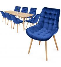 MIADOMODO Sada prošívaných jídelních židlí, modrá 8 ks