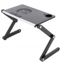 ﻿Notebookový stolek s USB větrákem, stříbrnočerný