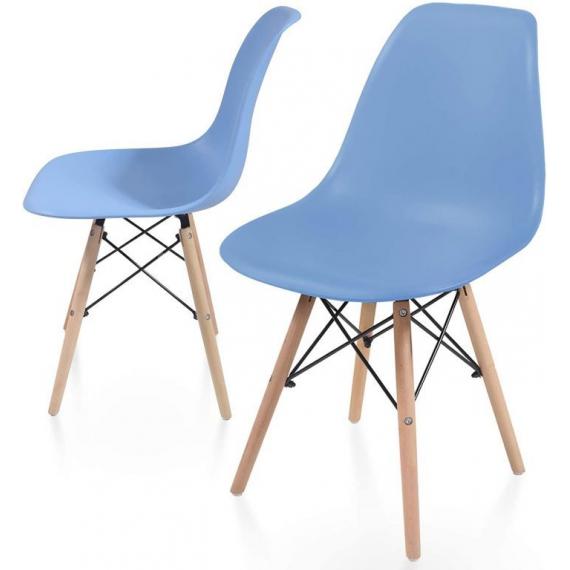 Sada jídelních židlí s plastovým sedákem, 2 kusy, modré