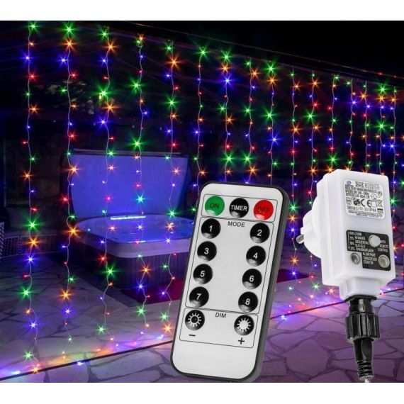 VOLTRONIC Vánoční světelný závěs - 6x3 m, 600 LED, barevný