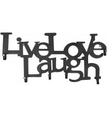 Miadomodo Nástěnný věšák se šesti háčky, Live Love Laugh