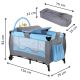 Cestovní dětská postýlka s přebalovacím pultem, modrá/šedá