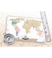 Stírací mapa světa zlatá - 82 x 45 cm