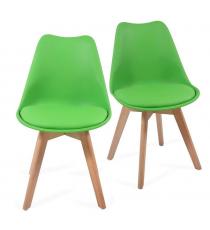 Sada jídelních židlí s plastovým sedákem, 2 ks, zelené