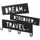 Nástěnný věšák se čtyřmi háčky, Dream, Discover, Travel