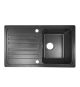 Granitový dřez s odkapávačem, černý, 76 x 46 cm