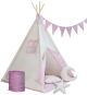Dětský stan teepee s příslušenstvím + vlajka, růžovo/béžový
