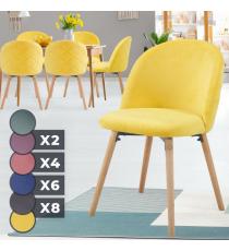 MIADOMODO Sada jídelních židlí sametové, žlutá, 6 ks