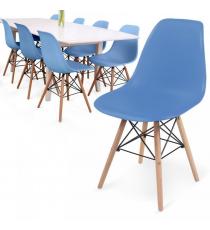 Miadomodo Sada 8 jídelních židlí s plastovým sedákem, modrá