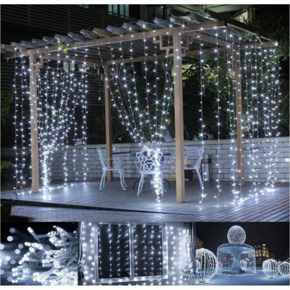 Vánoční světelný závěs - 3x3 m, 300 LED, studeně bílý