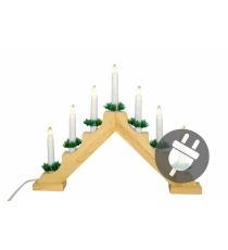 Vánoční dekorace, dřevěný svícen, 39 x 30 x 5 cm, 7 LED