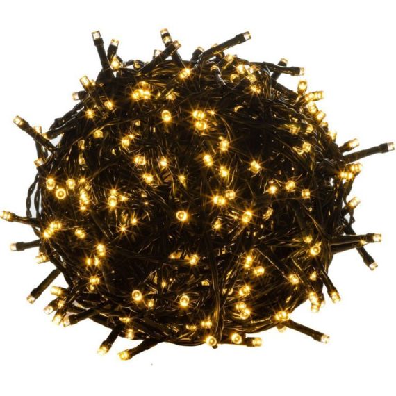 Vánoční LED osvětlení - 20 m,200 LED,teple bílé,zelený kabel