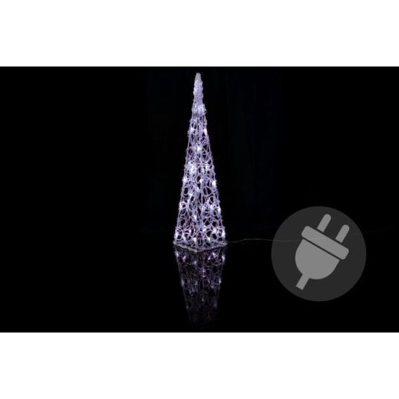 Vánoční akrylový jehlan 60 cm - studeně bílý, do zásuvky