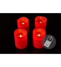 Dekorativní sada 4 adventní LED svíčky, červené