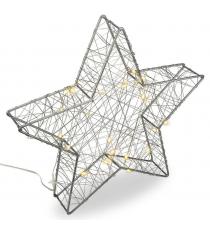 Vánoční kovová hvězda 30 x 29 x 5 cm, šedá, 25 LED