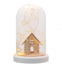 Vánoční svítící dekorace kopule - domek, 10 LED, teple bílá