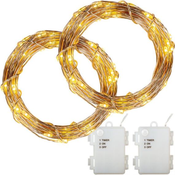 Sada 2 kusů světelných drátů - 50 LED, teplá bílá