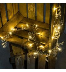 Dekorační řetěz s třpytivými krystaly - 20 LED, teplá bílá
