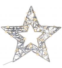 Vánoční hvězda s časovačem teple bílá, 30 LED, 40 cm