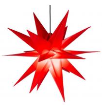 Vánoční dekorace - hvězda s časovačem 1 LED, 55 cm, červená