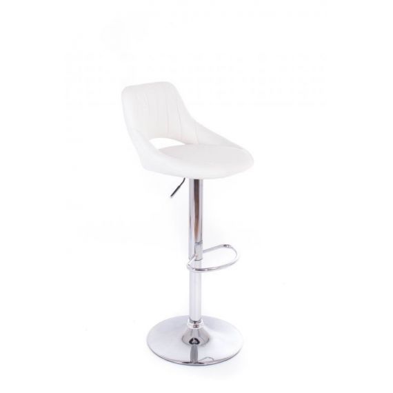 Barová židle Aletra, koženková, prošívaná bílá