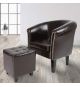 Křeslo s taburetem chesterfield, hnědé