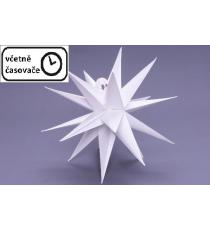 Vánoční dekorace hvězda s časovačem - 10 LED, 35 cm, bílá