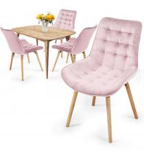 MIADOMODO Sada prošívaných jídelních židlí, růžová 4 ks