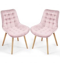 MIADOMODO Sada prošívaných jídelních židlí, růžová, 2 ks