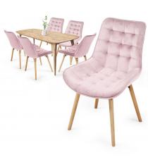 MIADOMODO Sada prošívaných jídelních židlí, růžová 6 ks